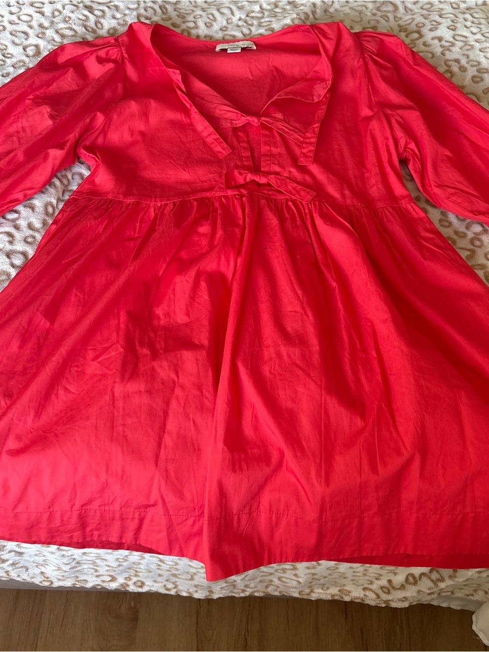 Red Mini Dress with V-Neck Tie Detail